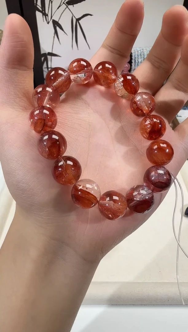 未镶嵌手串水晶SJ-58牛血红胶花