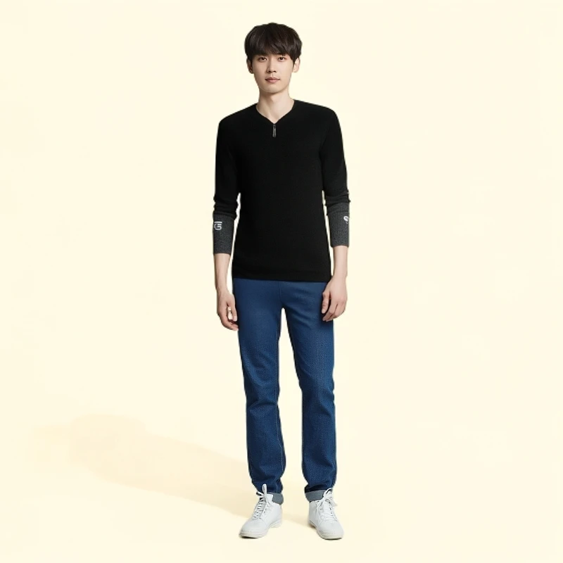 【机哥推荐】男士休闲直筒牛仔裤蓝色黄皮标铜色五金蓝色磨白款pr44