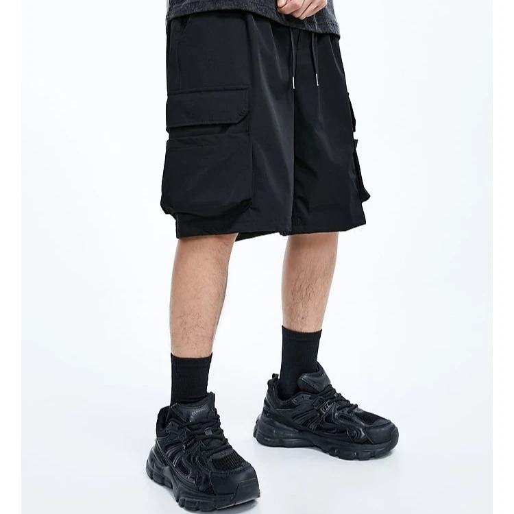 美式多口袋潮牌工装短裤休闲宽松直筒裤男潮牌薄款设计感百搭ins