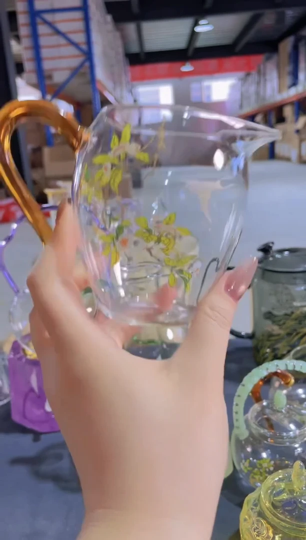 玻璃手工艺品遇器梨花白燕草堂公杯黄把