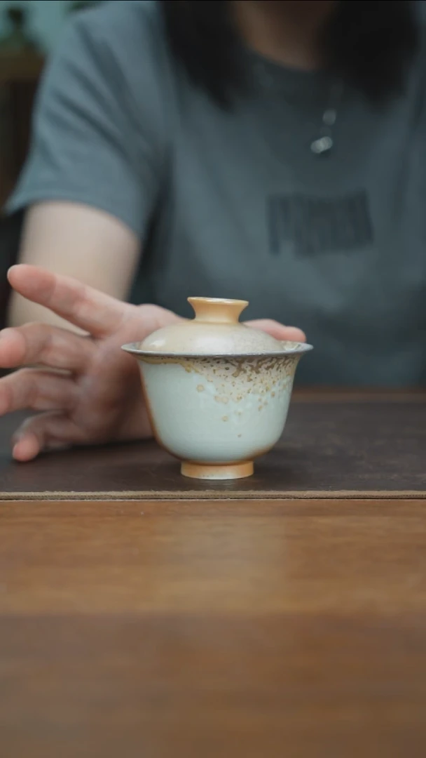 杯景德镇柴烧盖碗