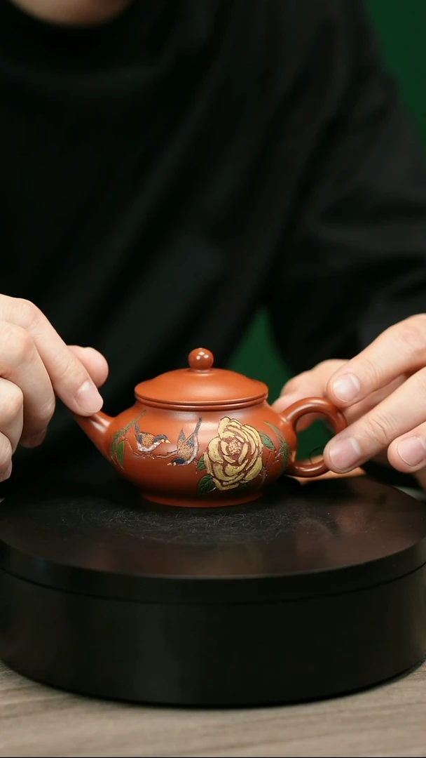 茶壶紫砂s****iH2254赵翠虹彩绘扁平