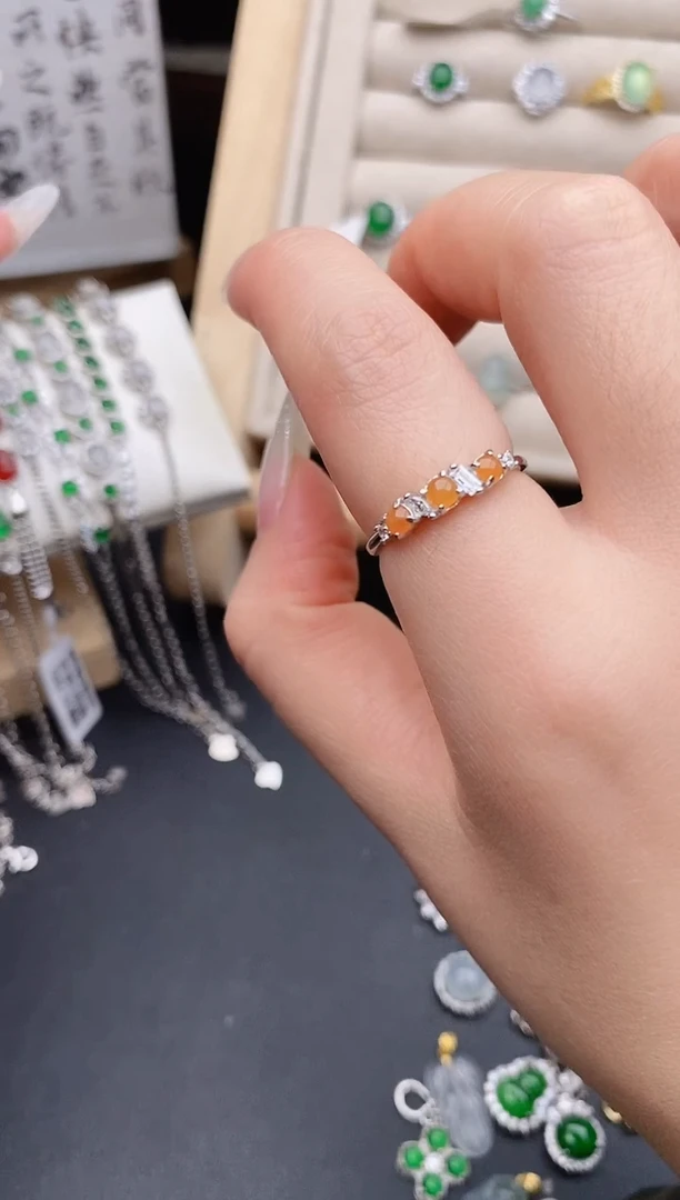 银S925镶嵌戒指翡翠0