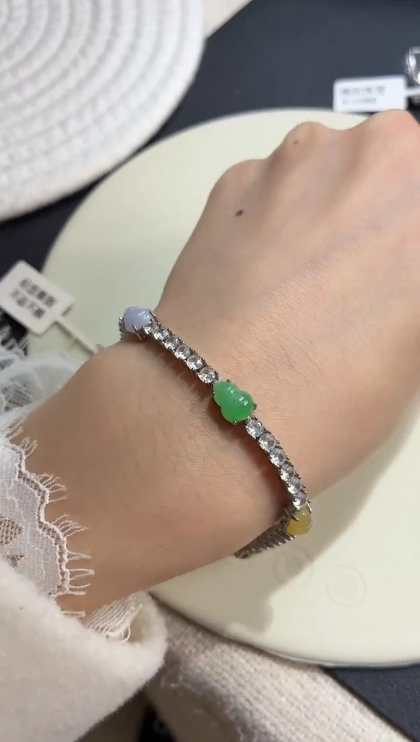 银S925镶嵌手链翡翠手链