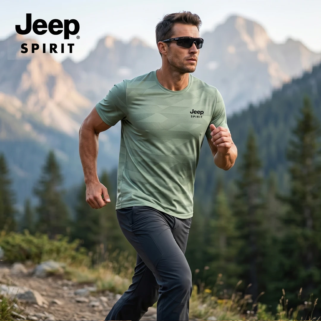 吉普JEEP SPIRIT男士夏季新款冰丝短袖T恤户外徒步登山休闲上衣