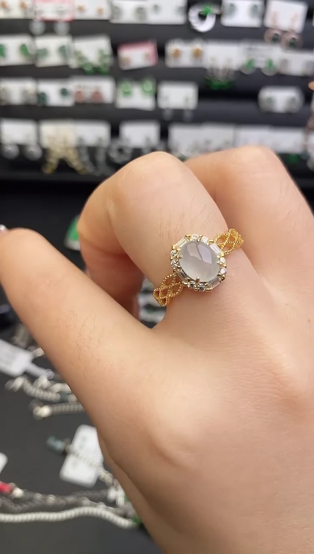 银S925镶嵌戒指翡翠0