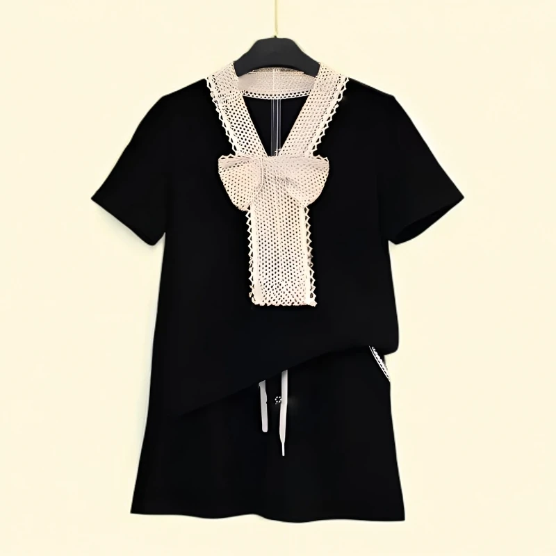 设计师款丨<减龄系列>宽松夏季T恤短裙翻领套装洋气显瘦裙子