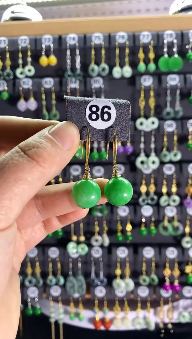 【闪购商品】翡翠耳饰银S925镶嵌新86...