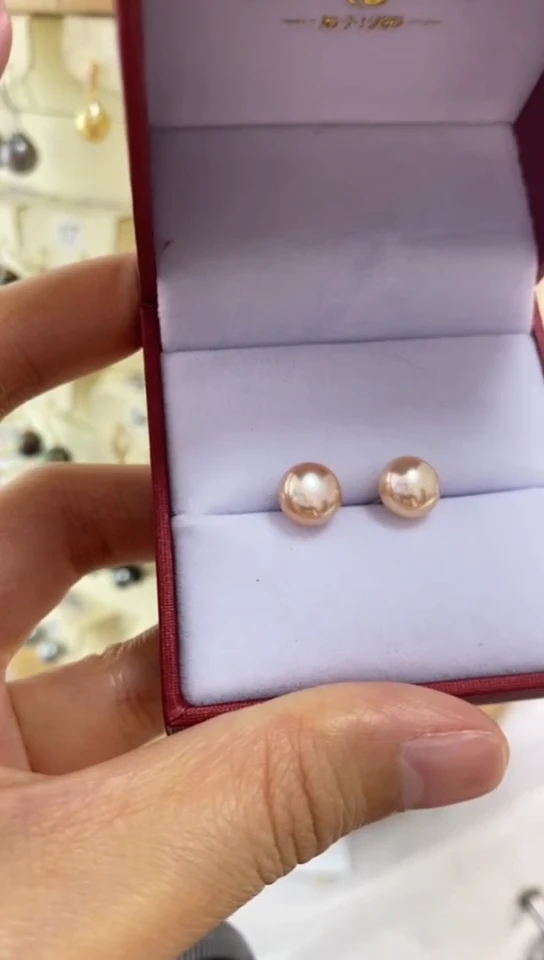 银S925镶嵌耳饰淡水珍珠8-9mm