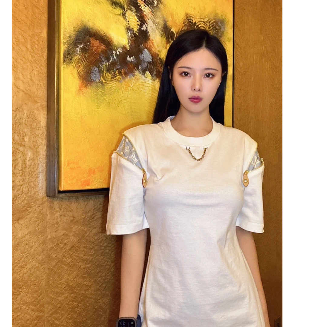 未使用 LouisVuitton/路易威登 圆领短袖连衣裙 白色