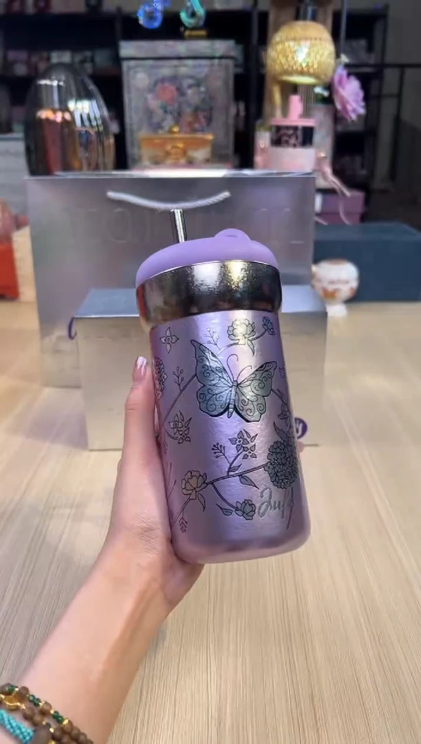 小圆墩钛杯（500ML）紫蝶鎏银