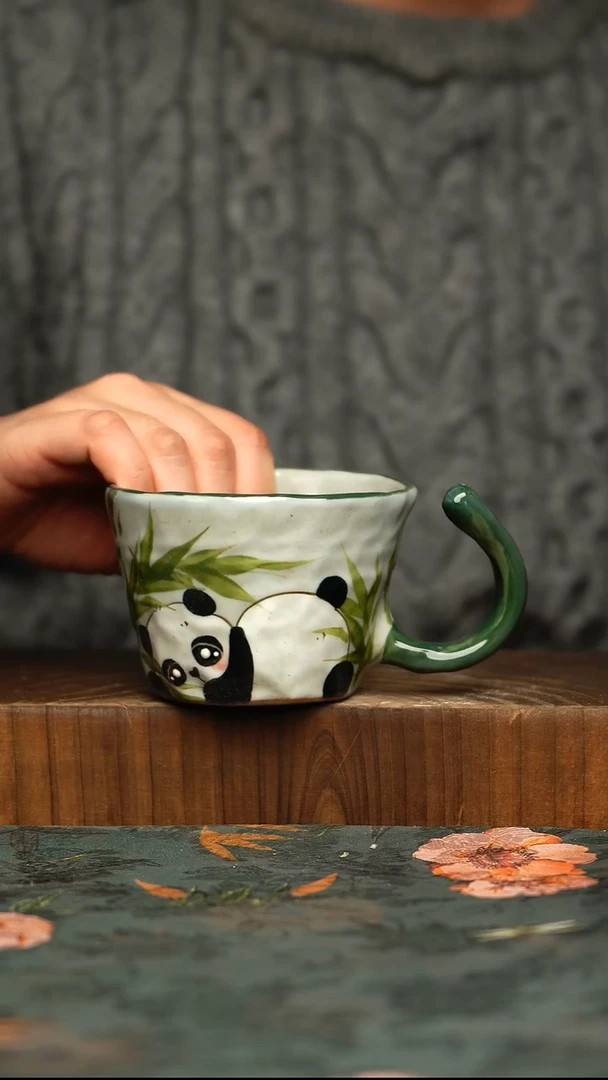 杯釉下彩手工手绘同款陶器