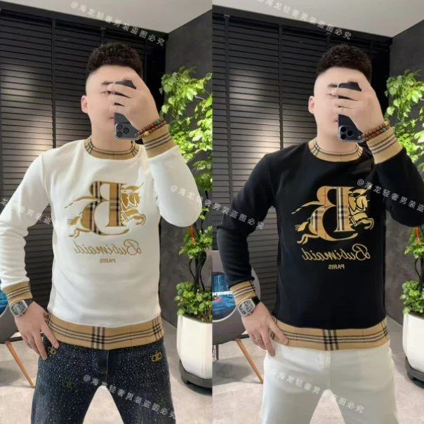 F355 秋冬B字母加绒卫衣 时尚长袖圆领上新潮流情侣优选