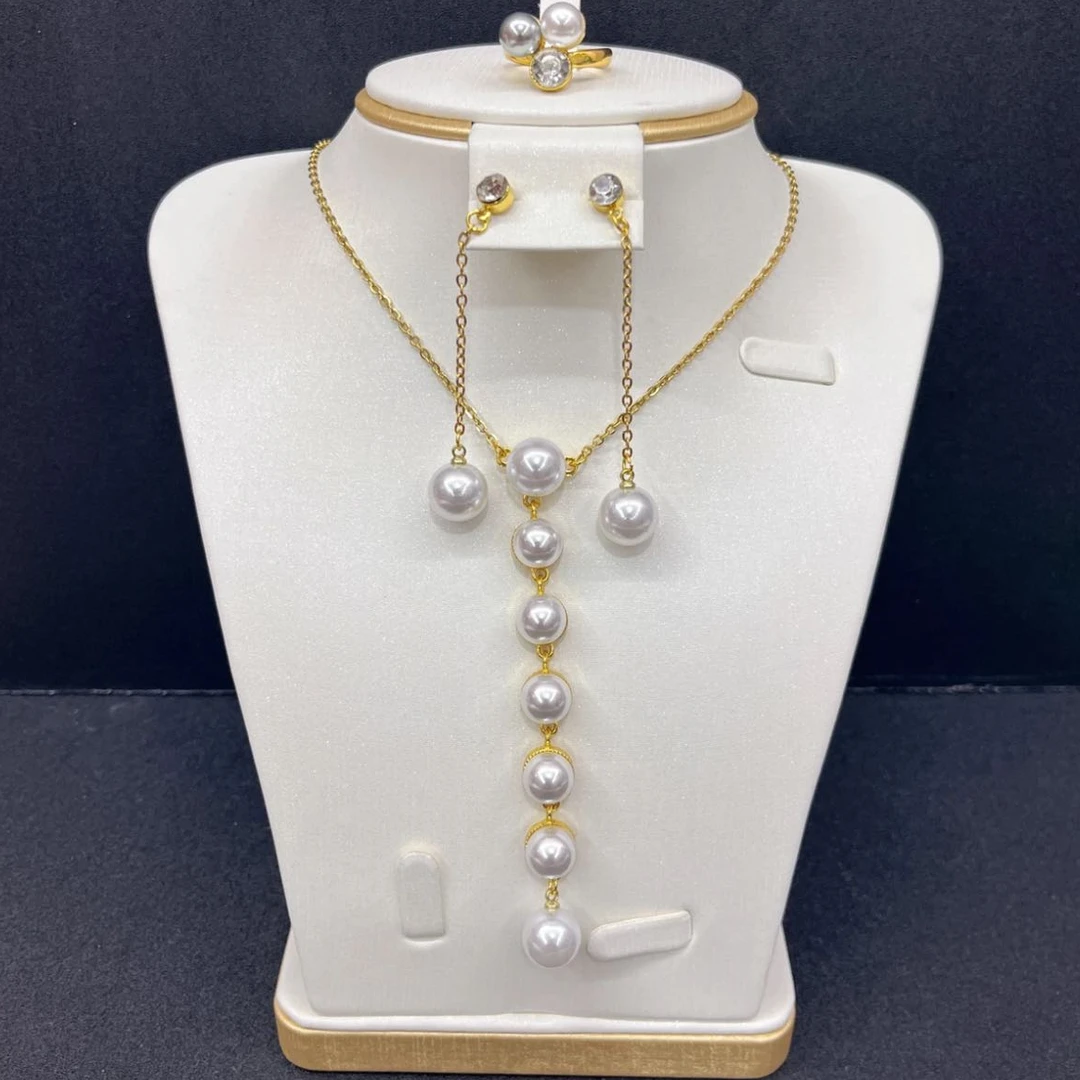 钛钢项链 钛钢TJ081钛钢首饰 项链耳环戒指三件套