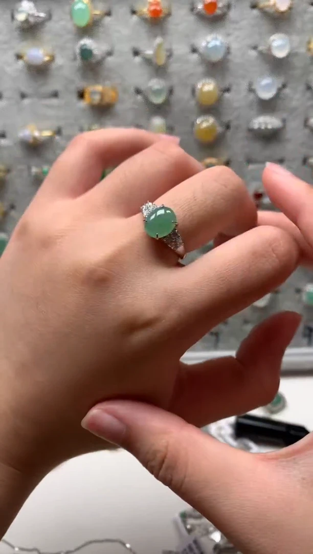 银S925镶嵌戒指翡翠12