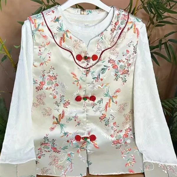 【百鸟朝凤】新中式双面穿外搭小坎肩时尚提花中国风马甲早春新款