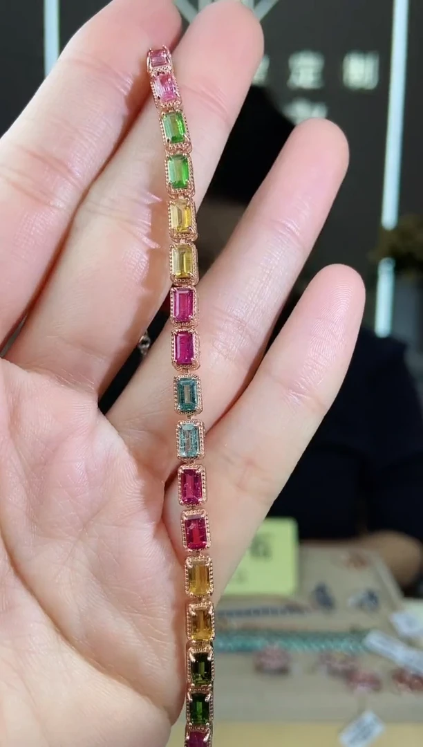 【闪购商品】碧玺手链银S925镶嵌手链