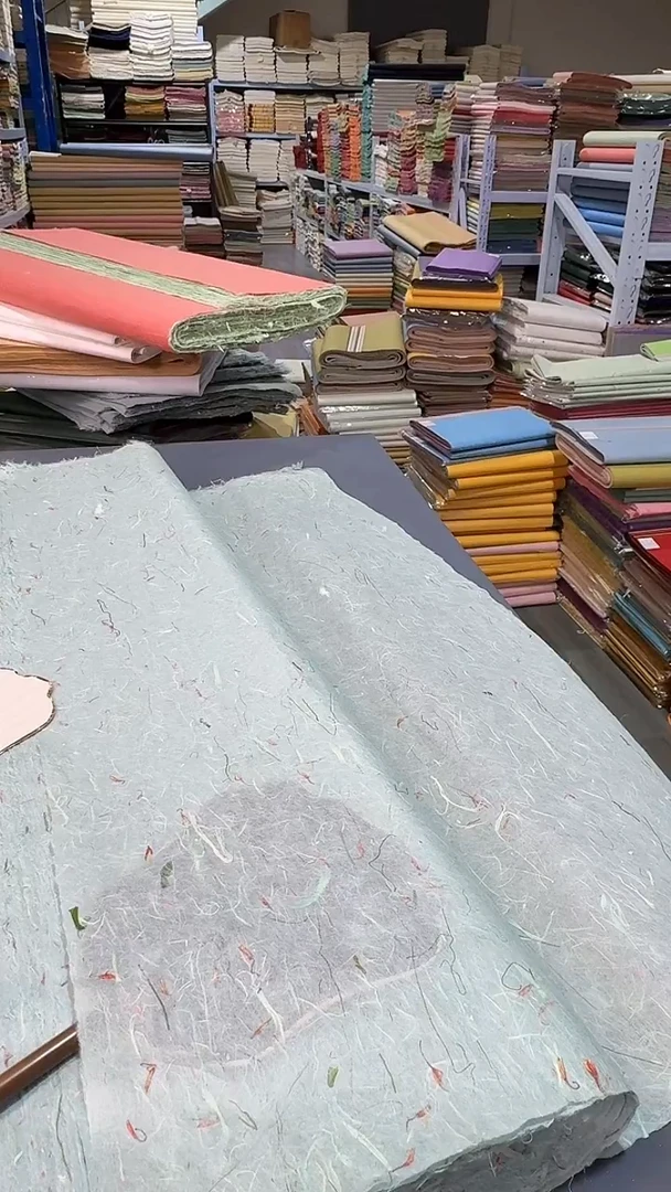 纯手工四尺整张50张浅青绿青丝红花雁楮清水