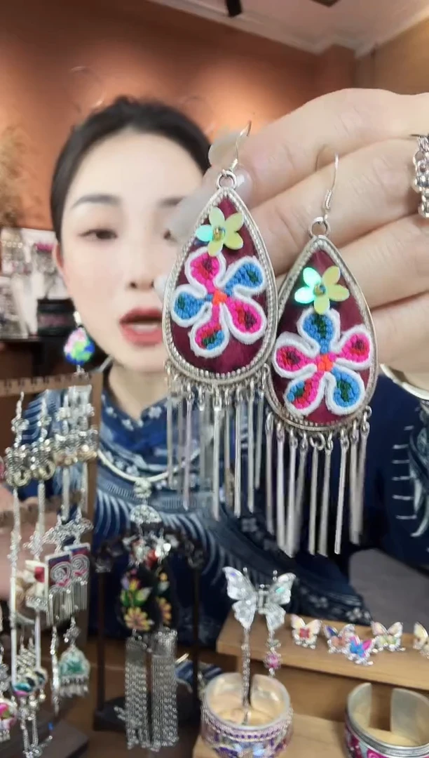 刺绣纯手工民族风耳环