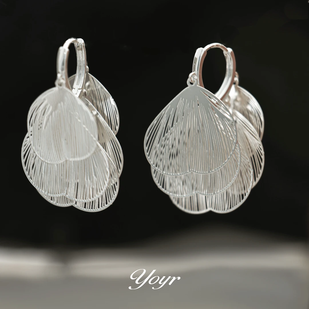 纯铜大理石耳饰 yoyr黄铜耳饰镂空蝶翼流苏耳环精致高级感时尚设