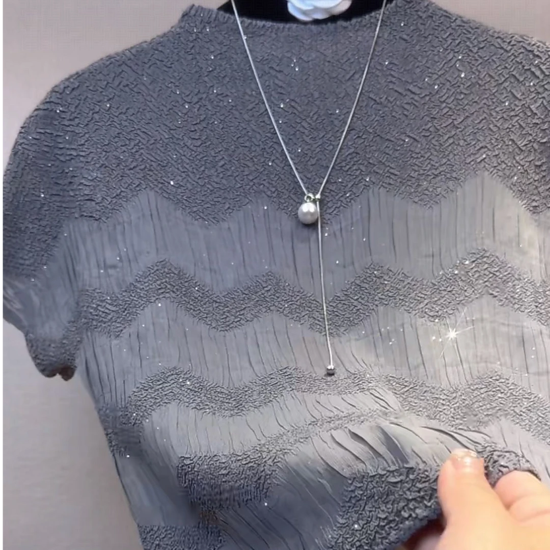 BAOER轻奢原创高级灰显瘦亲肤休闲短袖上衣1010