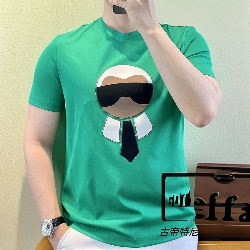 <主播推荐>古帝特尼男士潮流时尚男装高定圆领简约百搭T袖Z+5555