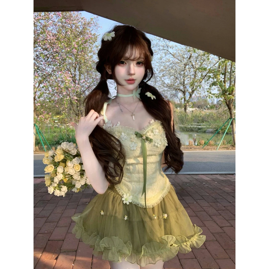 【店铺热销】森林秘境千金公主纯欲风法式上衣蓬蓬半身裙短裙开衫