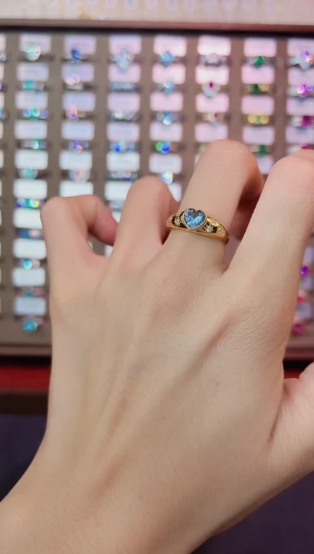 海蓝宝石戒圈银S925镶嵌0000