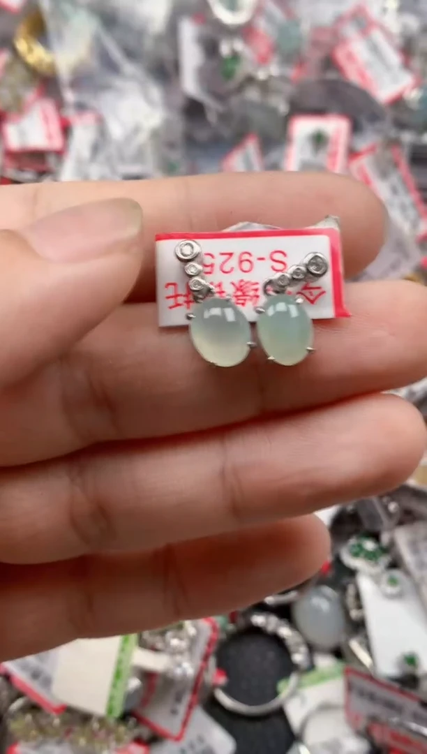 银S925镶嵌戒指翡翠天然A货缅甸翡翠