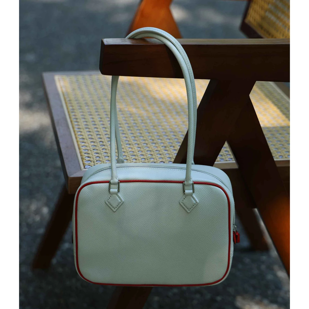 旭媛墨手工手掌纹牛皮拼色羽毛包单肩手提高级感小方包老钱风