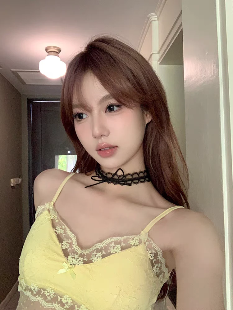 铜合金亚克力项链 蝴蝶结蕾丝项圈女颈带choker脖子配饰锁骨链