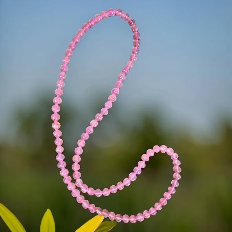 鑫甜珠宝 纯天然水晶草莓晶色三圈