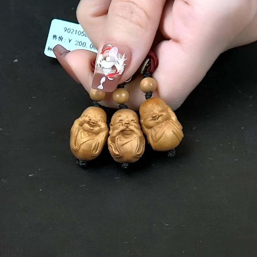 【福香】三不小和尚沙弥之不看不说不听全套印度迈索尔老山檀香吊坠