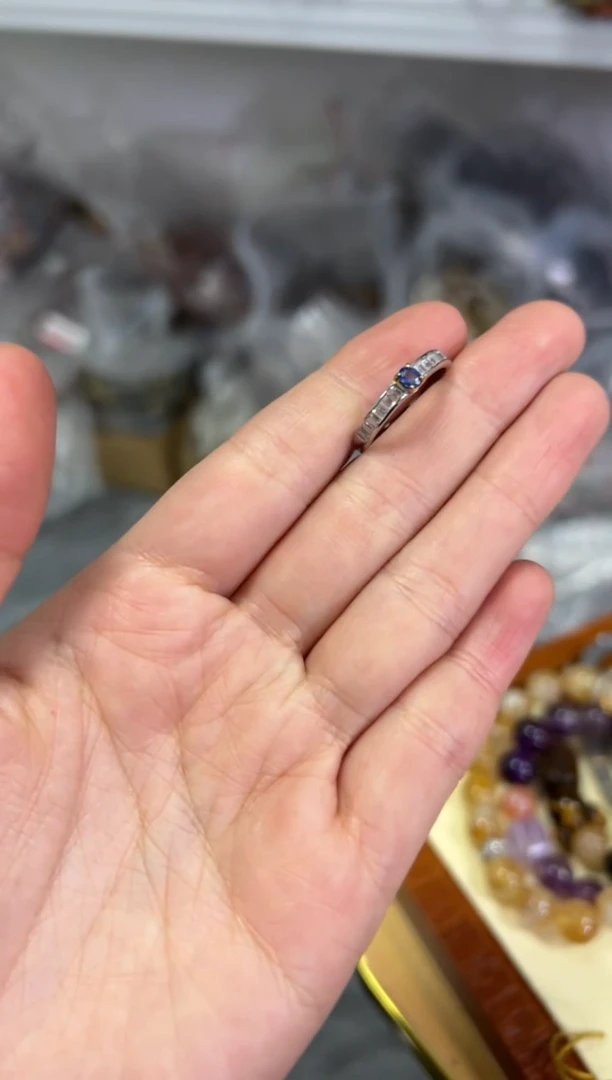 【闪购商品】蓝宝石戒指银S925镶嵌蓝宝石银镶嵌款戒指[3651]