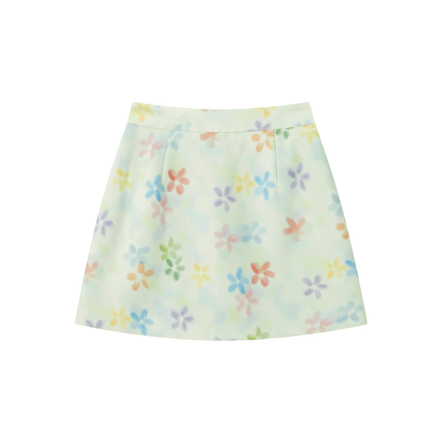 DX.DAXI【彩虹波波】彩色晕染印花半身裙春夏氛围感短裙 Y50248305