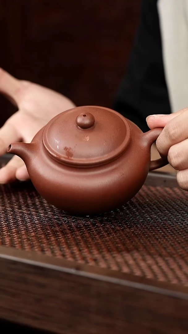 茶壶紫砂红皮龙永福莲子