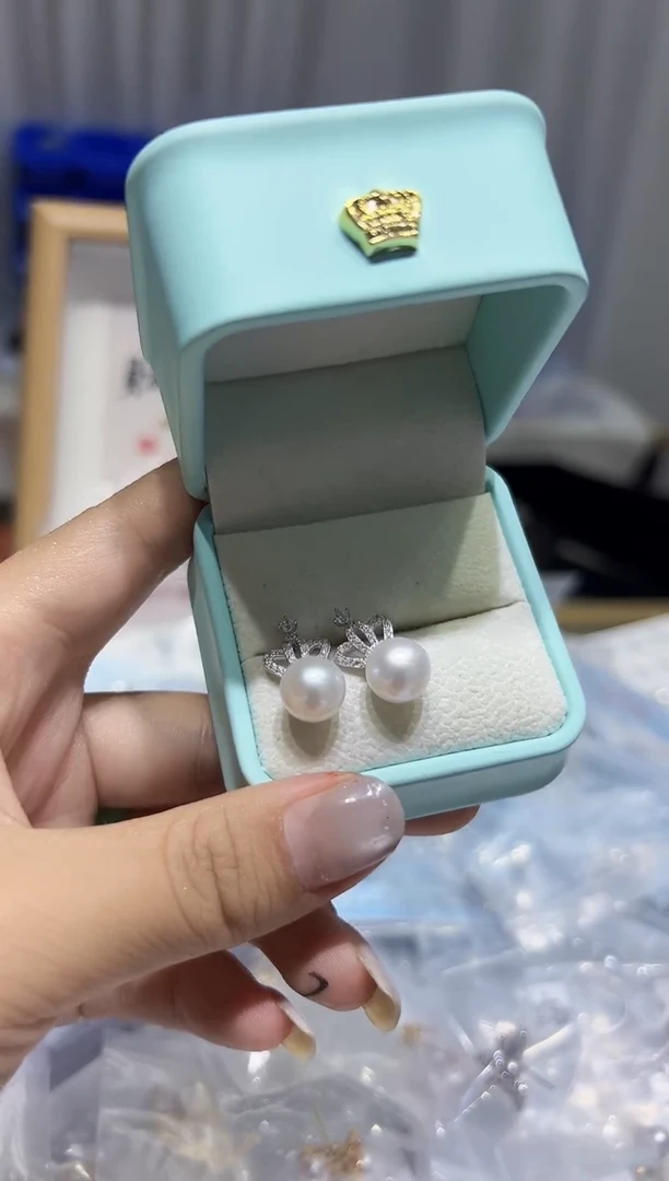 银S925镶嵌耳钉淡水珍珠54