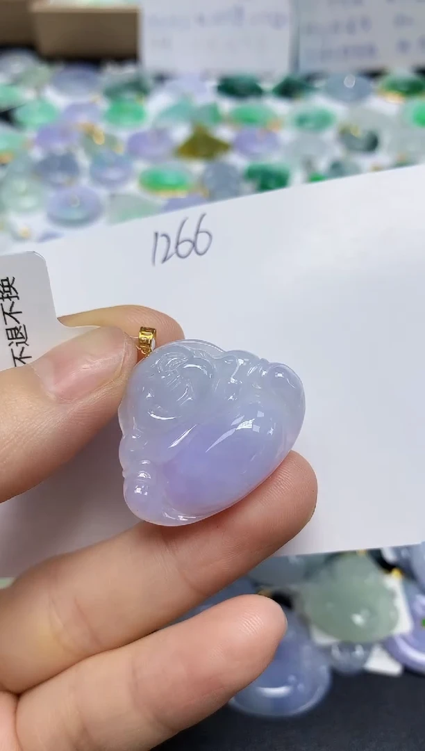 翡翠18K金镶嵌颈饰天然缅甸翡翠A货