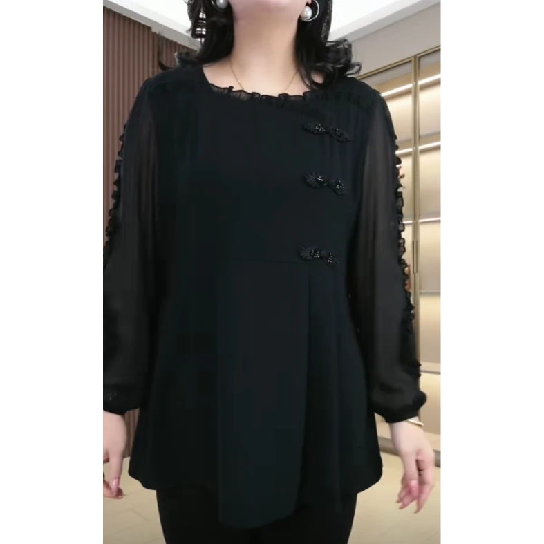 丹思慕新款大码女装方领盘扣时尚气质显瘦休闲收腰秋季上衣241325