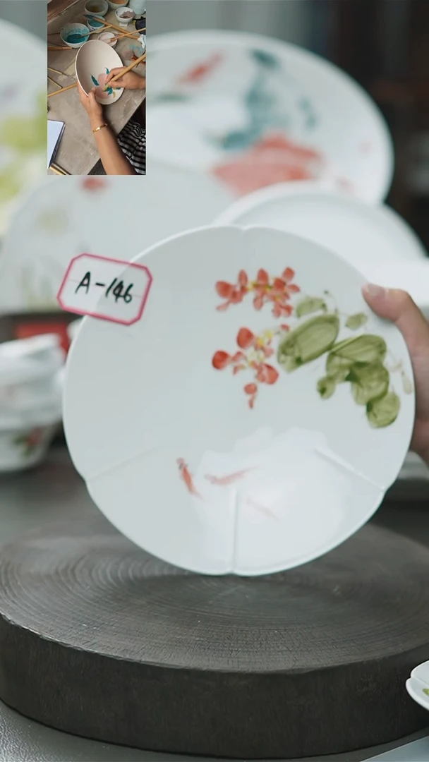 盘手绘釉下彩陶瓷餐具A146