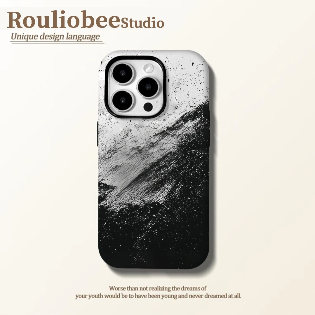 BANCA黑白艺术纹理适用苹果16/15pro菲林手机壳华为vivo小米oppo