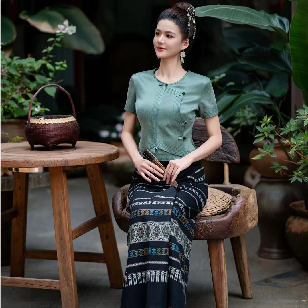 曼允西双版纳民族服饰傣装搭气质女装民族复古穿风泼水节