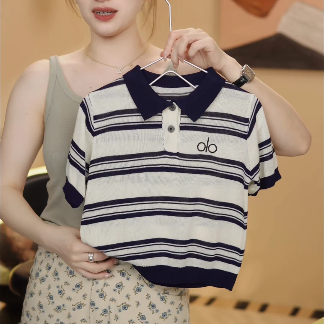 2025年新款夏季男女童刺绣拼色条纹百搭休闲时尚冰丝Polo衫WL519