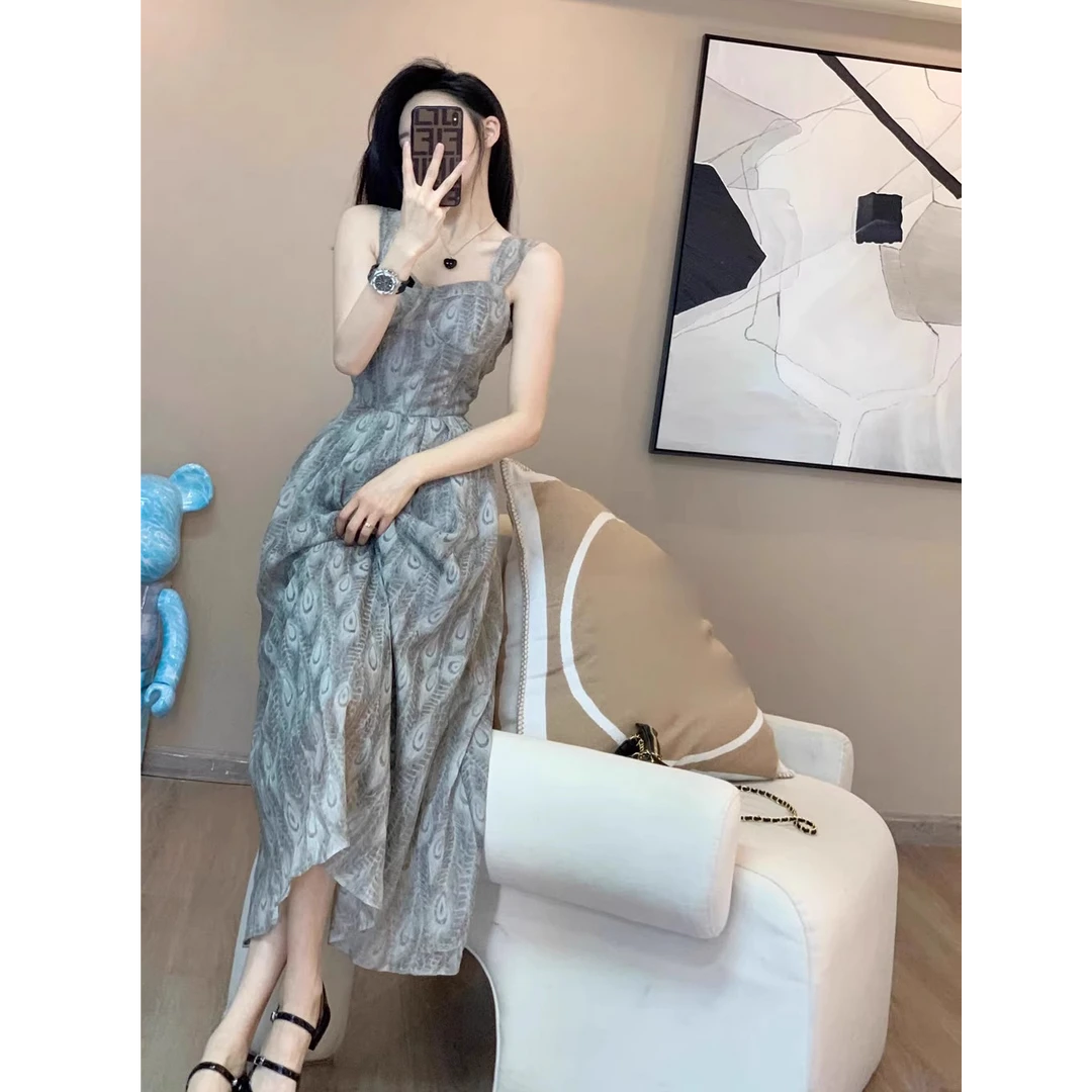 【现货】2025夏季新款高级感法式气质设计感小众吊带长裙连衣裙女装