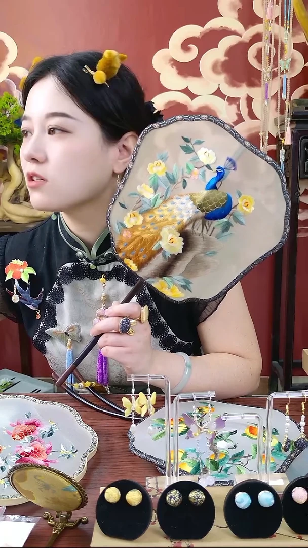 刺绣非遗绒花发簪