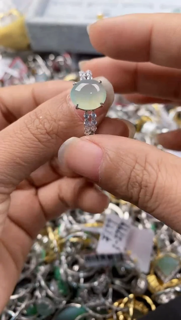 银S925镶嵌戒指翡翠888---10