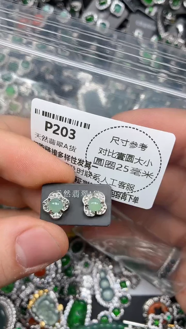 颈饰未镶嵌翡翠P203耳钉
