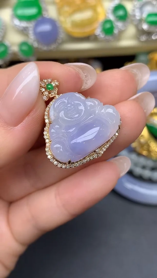 翡翠18K金镶嵌颈饰320-雪姐翡翠天天见