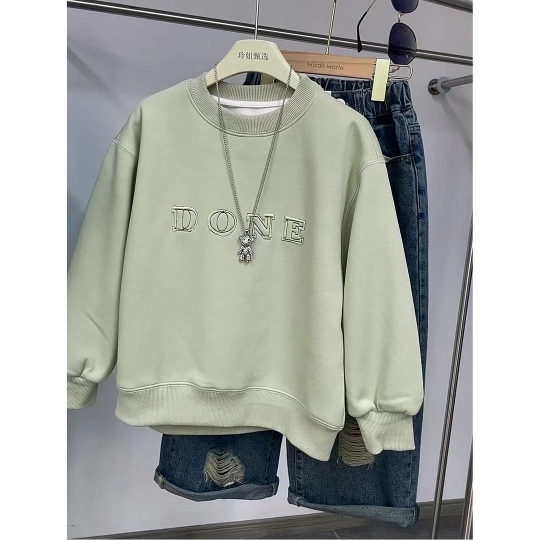 509166 韩版男童女童新款秋款时尚儿童洋气百搭休闲加绒卫衣