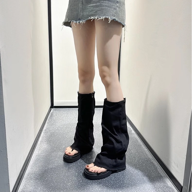 裤管凉靴弹力女2025春夏厚底长筒薄款凉鞋百搭潮牌夹趾人字拖